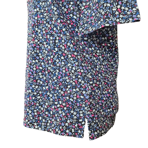 Jones New York cotton tee blouse top multicolor flower pattern elbow sleeve sz M - Picture 5 of 9